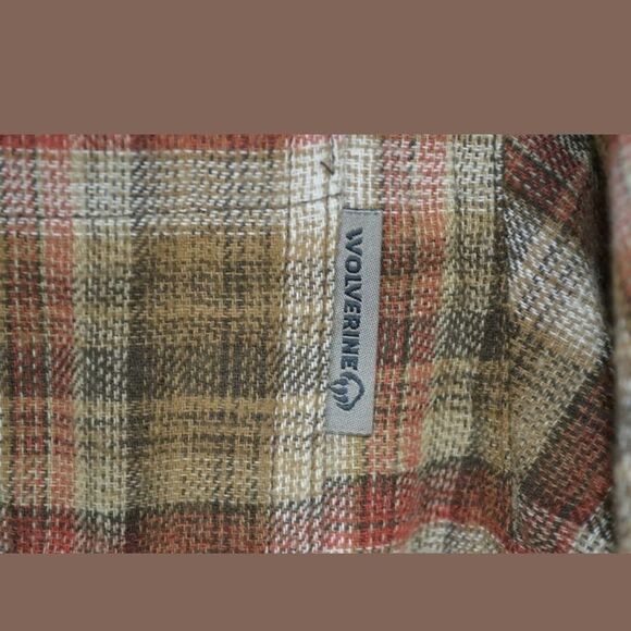 WOVERINE PLAID SOFT COTTON BROWN RED LONG SLEEVE S - Picture 6 of 8